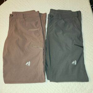 Lot of 2 Eddie Bauer Nylon Hiking Pants Pink Grey Size 10, 30 inseam